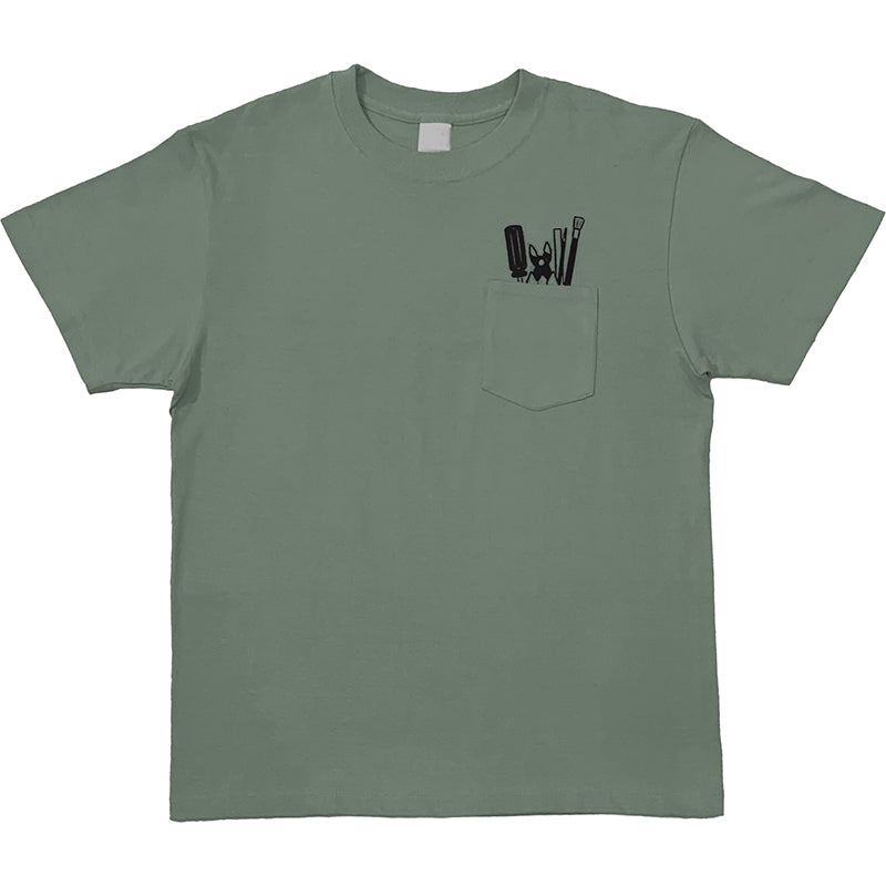 組み立てよ!!プラモデル風ポケット付きTシャツ(モスグリーン)