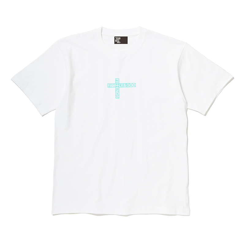 【販売期間:6/8(日)まで】Friends, Family, Fans & God T-Shirt(White×Blue Tint)