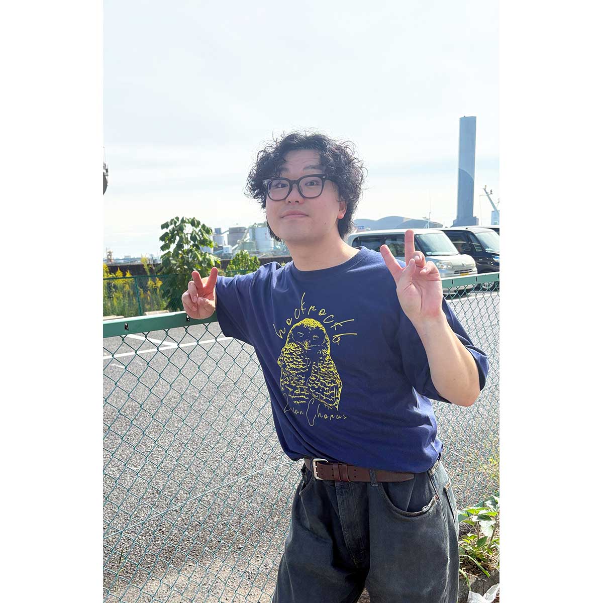 Dawn ChorusTシャツ “ねぼけフクロウ”(インディゴ)