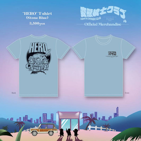 変態紳士クラブ "HERO" T-Shirts／ストーンブルー
