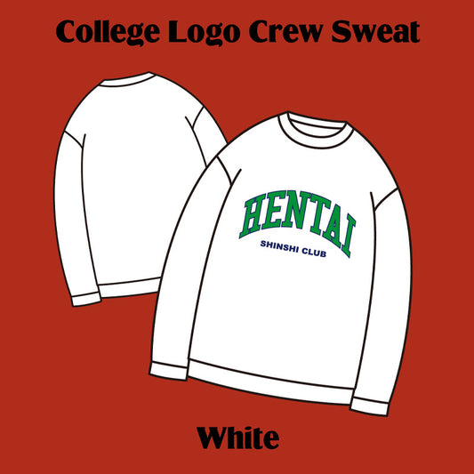"College Logo"Crew Sweat WHITE