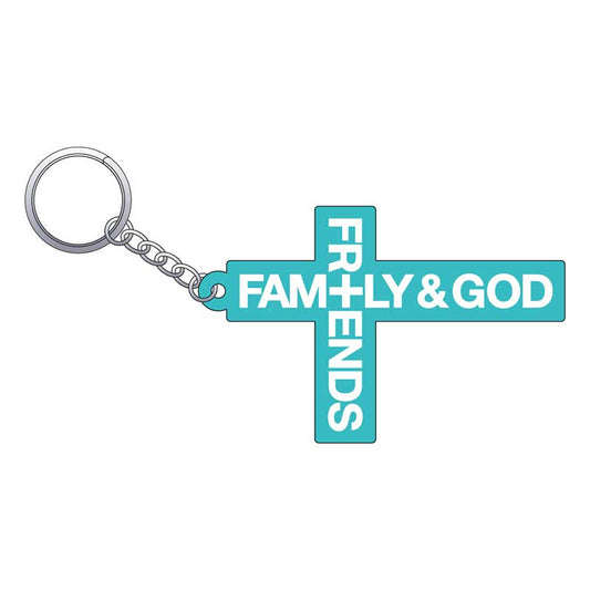 【販売期間:6/8(日)まで】Friends, Family, Fans & God Cross Key Holder(Blue Tint)