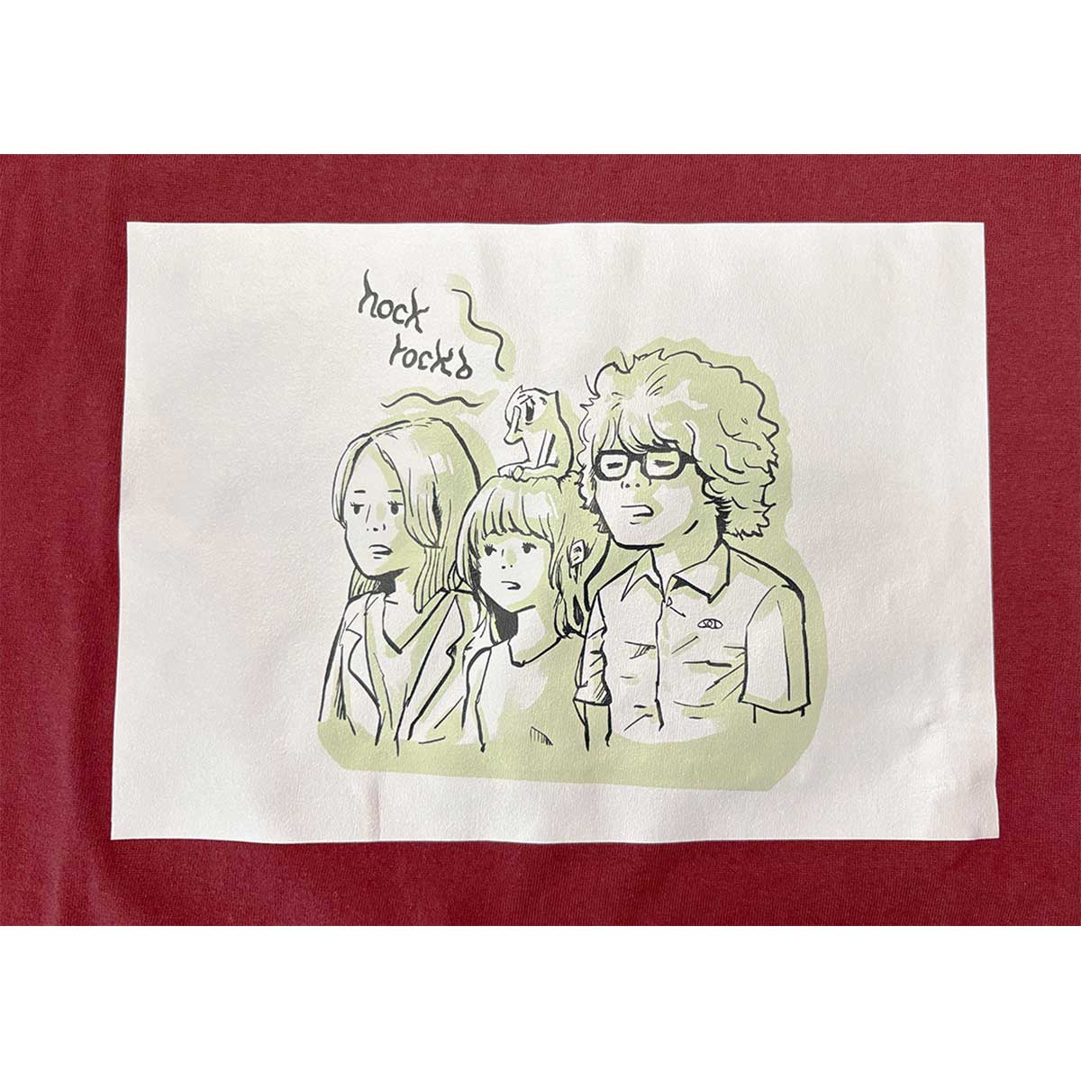 朝の迎え方Tシャツ “フテネコと一緒”（バーガンディ）