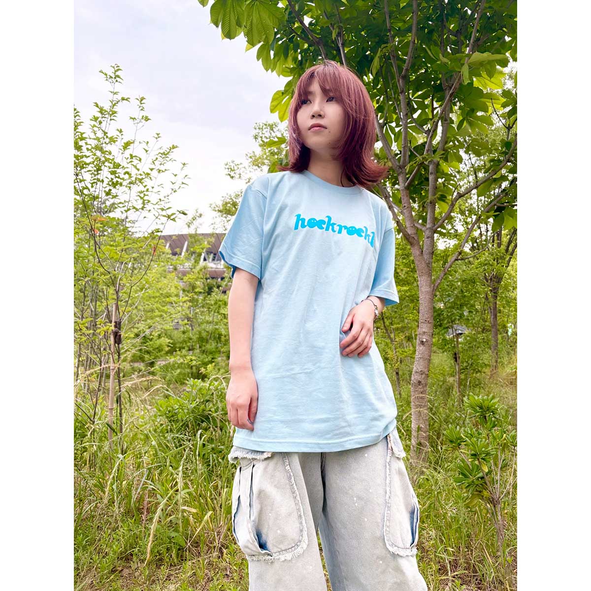 hockrockb logo T-shirt（ライトブルー）